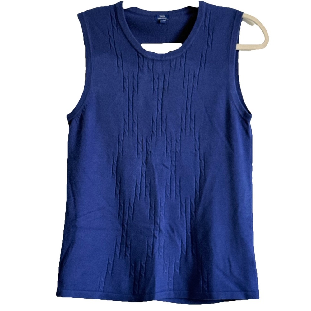 Cable Knit Sweater Vest Blue Women XS Preppy Golf Tennis Old‎ Money